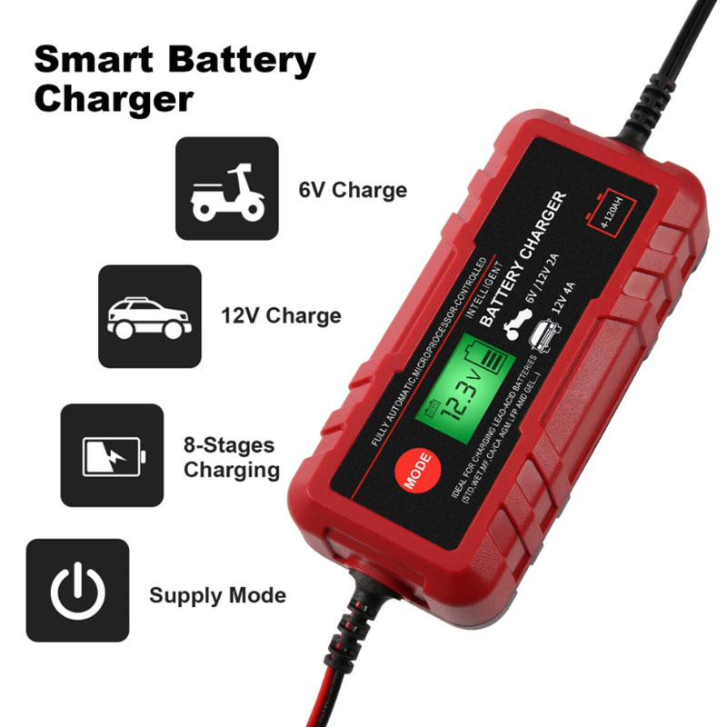 Car Battery Charger with LCD Screen